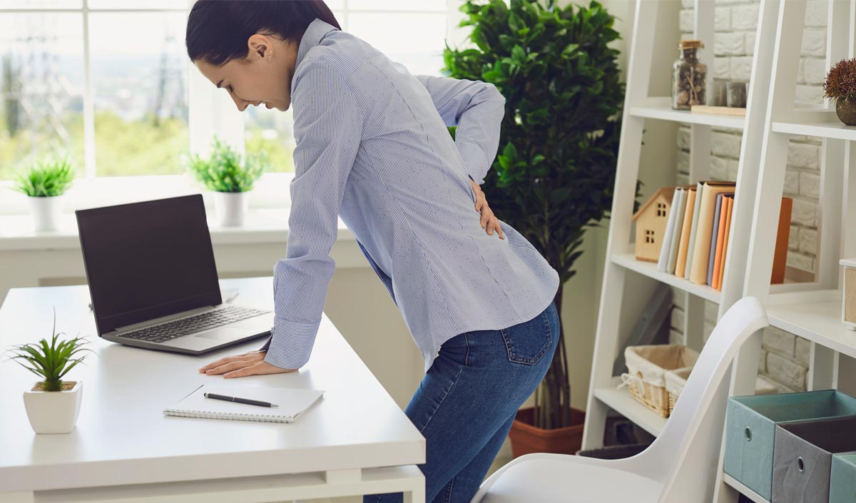 Woman having back pain